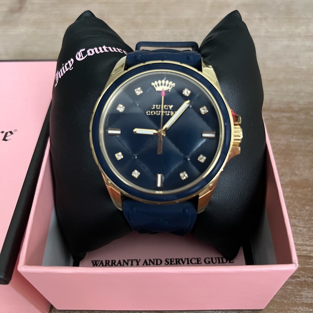 Juicy Couture Stella navy blue quilted watch